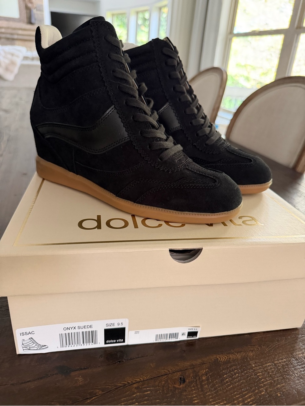 Dolce Vita Black Suede Wedge Sneaker NWT